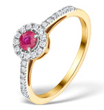 Ruby Halo Martini 0.25ct Diamond Ring In 9k Gold E5961