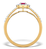 Ruby Halo Martini 0.25ct Diamond Ring In 9k Gold E5961