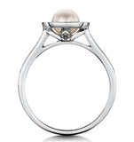 Pearl And Diamond Stellato Ring 0.08ct In 9k White Gold
