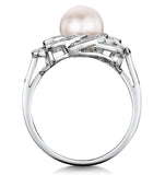 Pearl And Diamond Stellato Ring 0.20ct In 9k White Gold