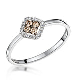 Stellato Champagne Halo Diamond Ring 0.15ct In 9k White Gold