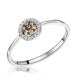 Stellato Champagne Diamond Halo Ring 0.16ct In 9k White Gold