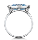 Blue Topaz And Diamond Stellato Ring 0.03ct In 9k White Gold
