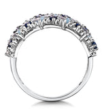 Blue Topaz Sapphire And Diamond Stellato Ring In 9k White Gold
