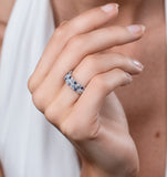 Blue Topaz Sapphire And Diamond Stellato Ring In 9k White Gold