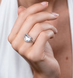 White Topaz And Diamond Stellato Ring 0.02ct In 9k White Gold