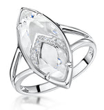Stellato Collection White Topaz And Diamond Ring In 9k White Gold