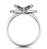 Stellato Collection Sapphire And Diamond Butterfly Ring 9k White Gold