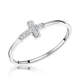 Stellato Collection Diamond Cross Ring 0.03ct In 9k White Gold