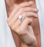 Stellato Collection Shell And Diamond Ring 0.05ct In 9k White Gold