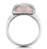 Stellato Collection Rose Quartz And Diamond Ring 9k White Gold