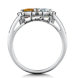 Citrine Garnet Peridot Blue Topaz Amethyst Diamond Stellato Ring 9k White Gold