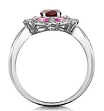 Garnet Pink Sapphire And Diamond Stellato Ring 0.14ct In 9k White Gold
