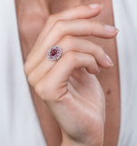 Garnet Pink Sapphire And Diamond Stellato Ring 0.14ct In 9k White Gold