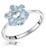 Stellato Collection Blue Topaz Ring In 9k White Gold