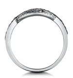 Black Diamond Sapphire Evil Eye Hamsa Stellato Ring In 9k White Gold