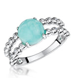 Stellato Collection Amazonite And Diamond Ring In 9k White Gold