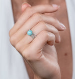 Stellato Collection Amazonite And Diamond Ring In 9k White Gold