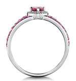 Rhodolite Pink Sapphire And Diamond Stellato Heart Ring 9k White Gold
