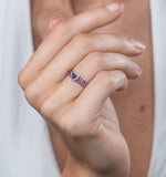 Rhodolite Pink Sapphire And Diamond Stellato Heart Ring 9k White Gold
