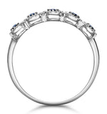 Sapphire And Halo Diamond Stellato Eternity Ring In 9k White Gold