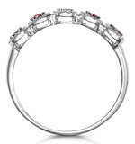 Ruby And Halo Diamond Stellato Eternity Ring In 9k White Gold