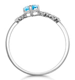 0.39ct Swiss Blue Topaz And Stellato Diamond Ring In 9k White Gold