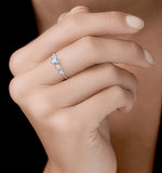 0.39ct Swiss Blue Topaz And Stellato Diamond Ring In 9k White Gold