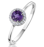 0.37ct Amethyst And Diamond Stellato Ring In 9k White Gold