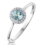 0.37ct Aquamarine And Diamond Stellato Ring In 9k White Gold