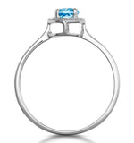 0.42ct Swiss Blue Topaz And Stellato Diamond Ring In 9k White Gold