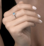 0.42ct Swiss Blue Topaz And Stellato Diamond Ring In 9k White Gold