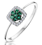 0.13ct Emerald And Diamond Stellato Ring In 9k White Gold