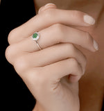 0.16ct Emerald And Diamond Ring In 9k White Gold - Stellato Collection