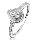 Masami Pear Shaped Pave Diamond Engagement Ring 0.15ct 9k White Gold