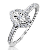 Masami Marquise Diamond Engagement Ring Halo Pave Set In 9k White Gold