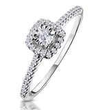Masami Diamond Halo Engagement Ring 0.25ct Pave Set In 9k White Gold