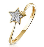 Stellato Collection Shooting Star Diamond Ring In 9k Gold