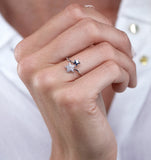 Diamond 2 Stars Ring From Stellato Collection In 9k White Gold