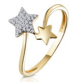 Diamond 2 Stars Ring In 9k Gold From Stellato Collection