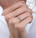 Diamond Stellato Star Ring With Diamond Shoulders In 9k White Gold