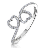 Diamond 2 Hearts Ring In 9k White Gold From Stellato Collection