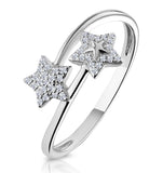 Twin Stars Diamond Stellato Ring In 9k White Gold