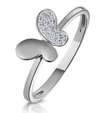 Stellato Diamond Butterfly Ring In 9k White Gold