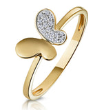 Stellato Collection Diamond Butterfly Ring In 9k Gold