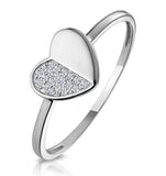 Stellato Diamond Pave Heart Ring In 9k White Gold