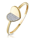 Stellato Collection Diamond Pave Heart Ring In 9k Gold
