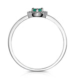 Emerald And Diamond Stellato Heart Ring In 9k White Gold