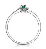 Emerald And Diamond Stellato Cluster Ring In 9k White Gold