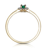 Emerald And Diamond Stellato Cluster Ring In 9k Gold